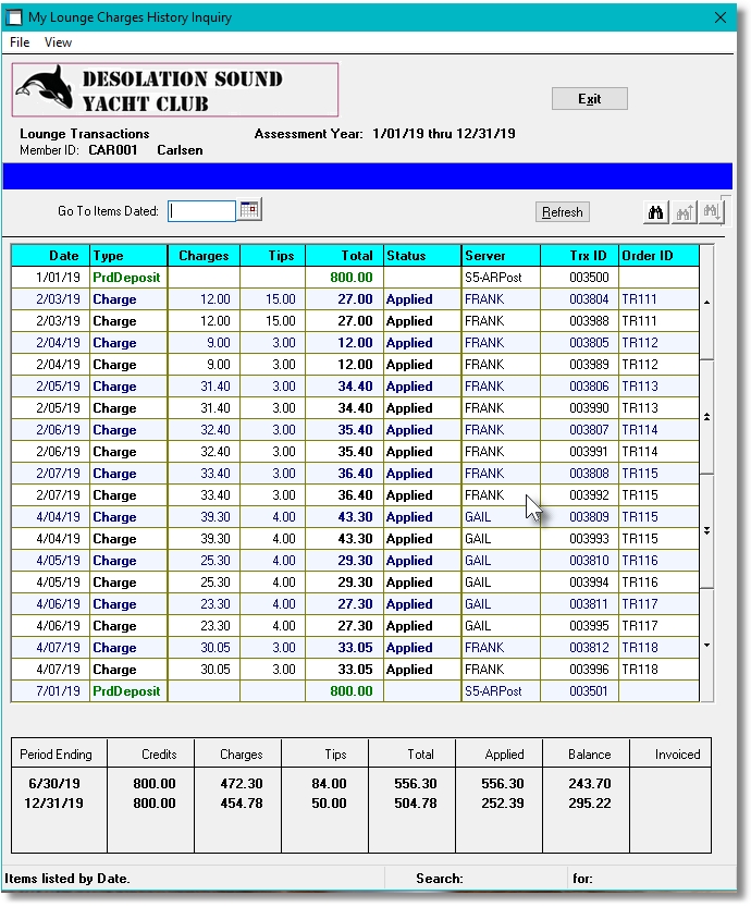 Lounge Assessment Web Portal Screen